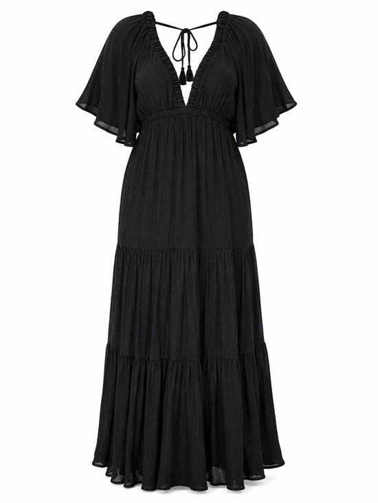 Fashion Nova Dresses & Skirts - Fashion‎ Nova Black Tiered Maxi Dress – Size Medium, NWT